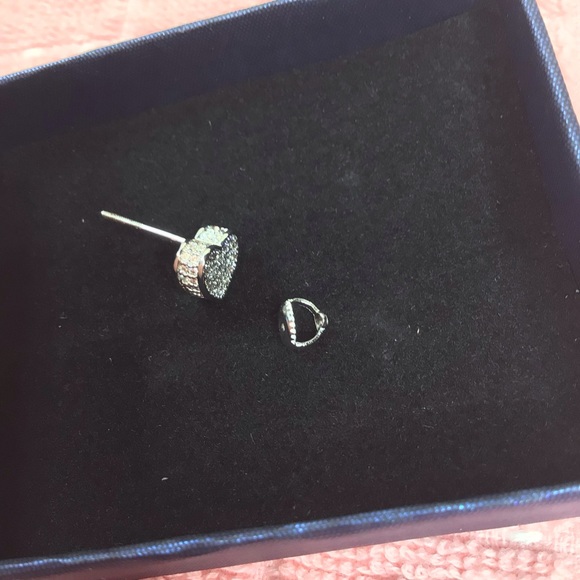 CZ Stud Heart Screw Back Earrings - Picture 6 of 8